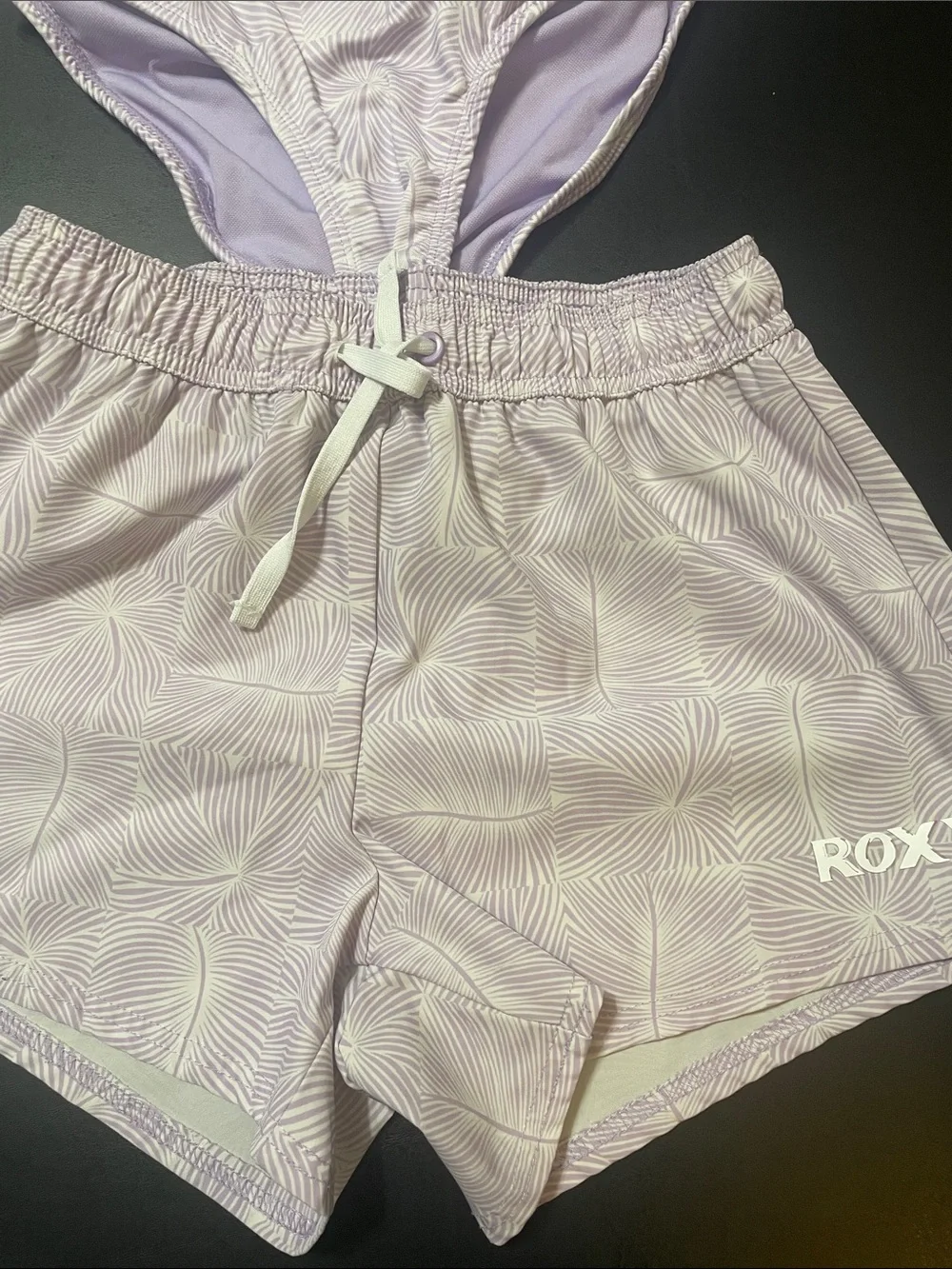 Roxy Girls' Lavender Swim Bottoms and Shorts Set 3 pieces used/good Sz.M 10/12